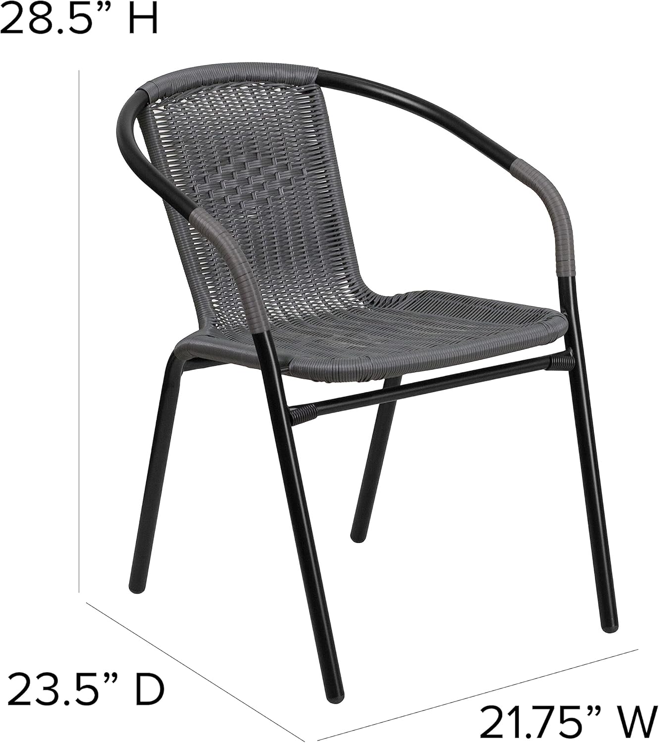 Flash Furniture Lila Rattan Stackable Indoor/Outdoor Dining Chairs