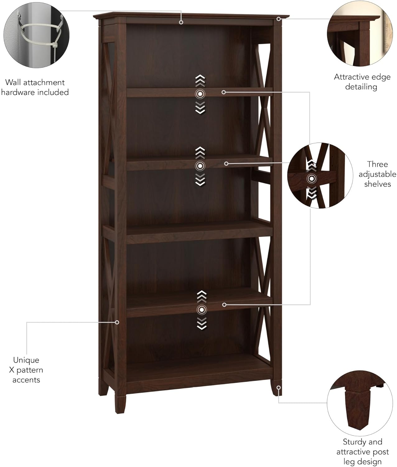 Bush Furniture Key West Bookcase Collection