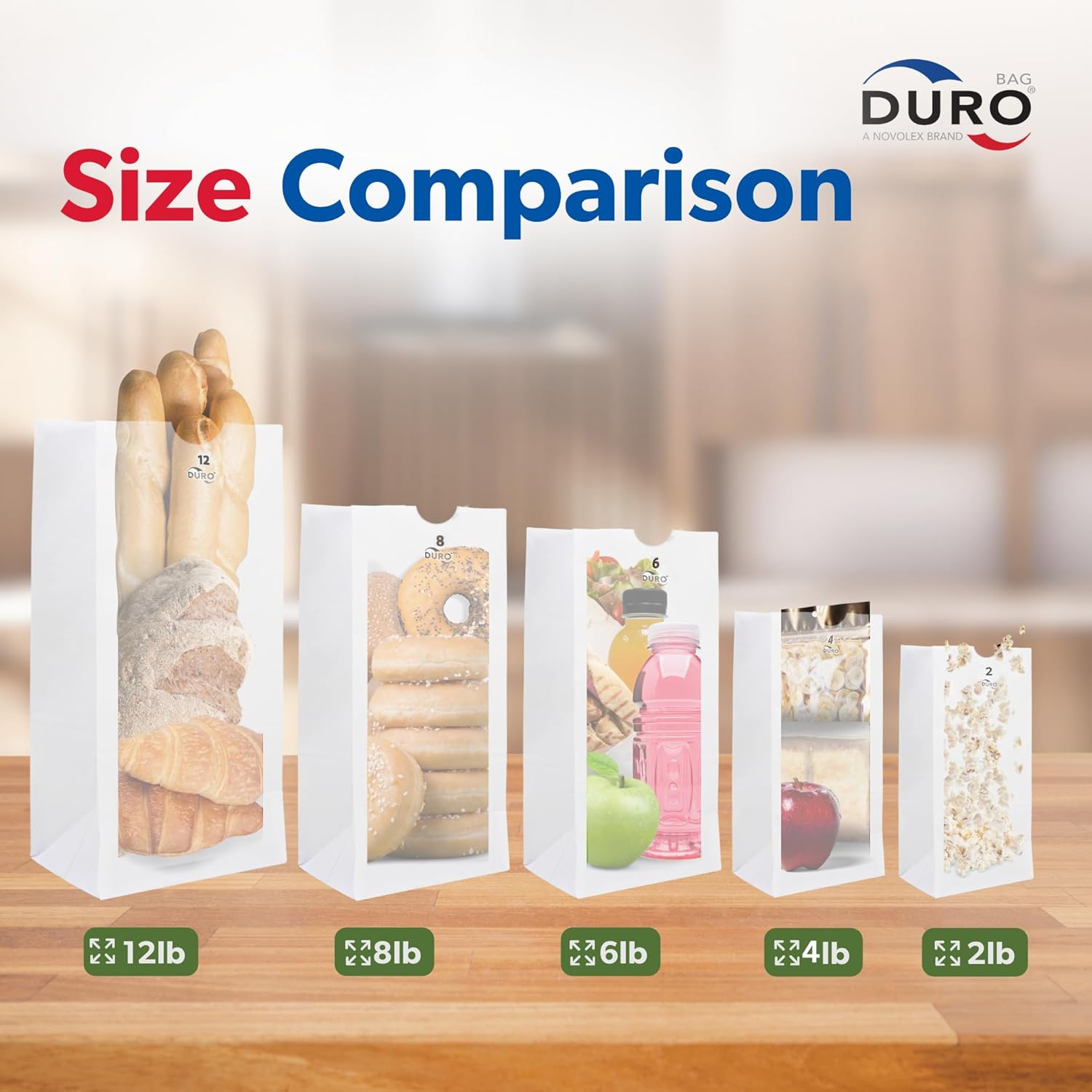 Duro 4# White Paper Bags 500-Count, White Paper Lunch Bags for Popcorn, Candy, Snacks & Treats