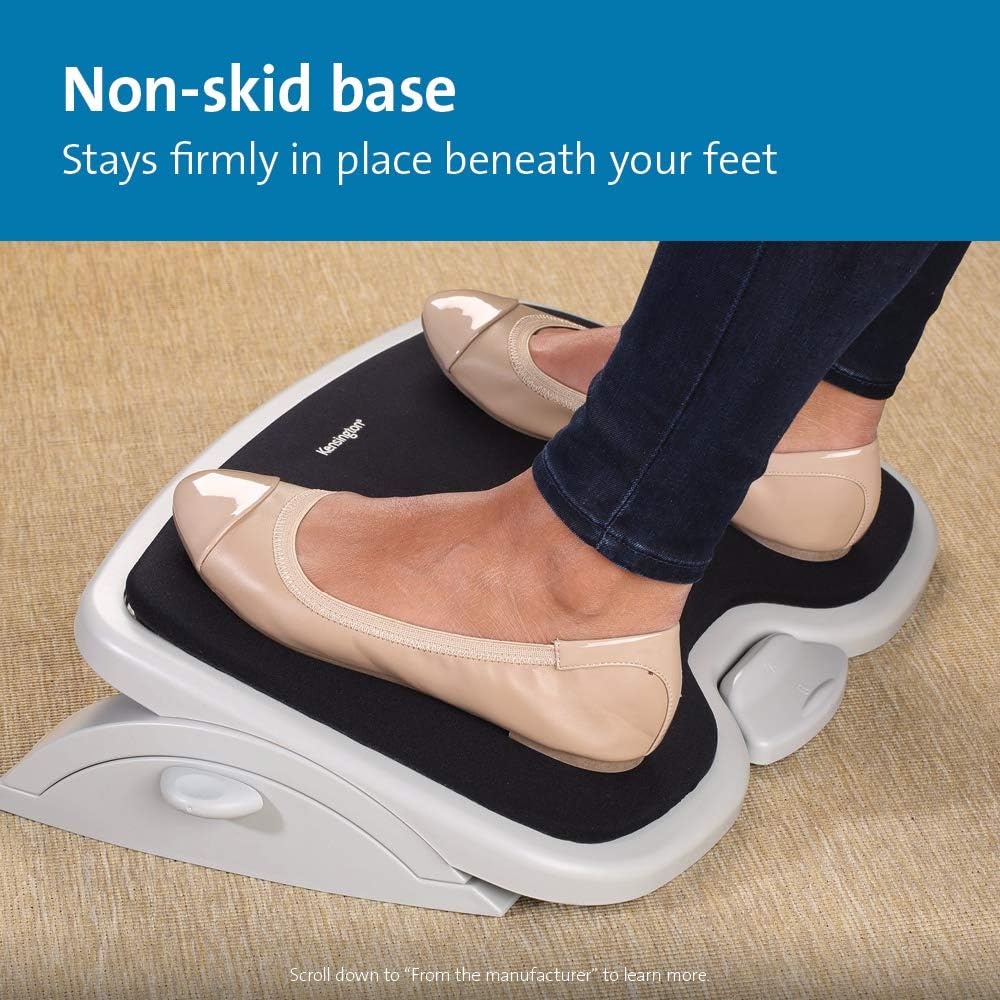 Kensington Foot Rest For Under Desk At Work, Smartfit Comfort Memory Foam Angle and Height Adjustable Footrest