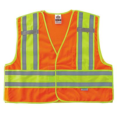 ERGODYNE GloWear 8245PSV Public Safety Reflective Vest, High Visibility, ANSI Compliant, Breakaway