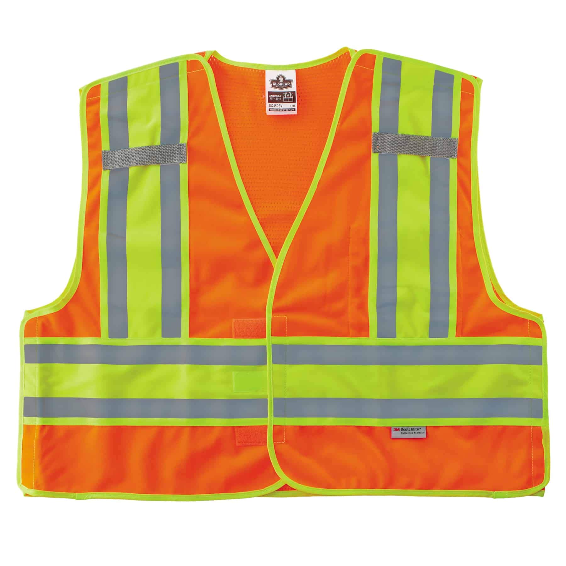 ERGODYNE GloWear 8245PSV Public Safety Reflective Vest, High Visibility, ANSI Compliant, Breakaway