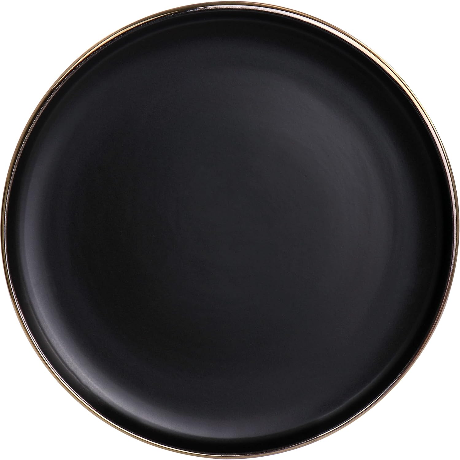 ELAMA 6-Piece Matte Stoneware Salad Plate Set with Gold Rim