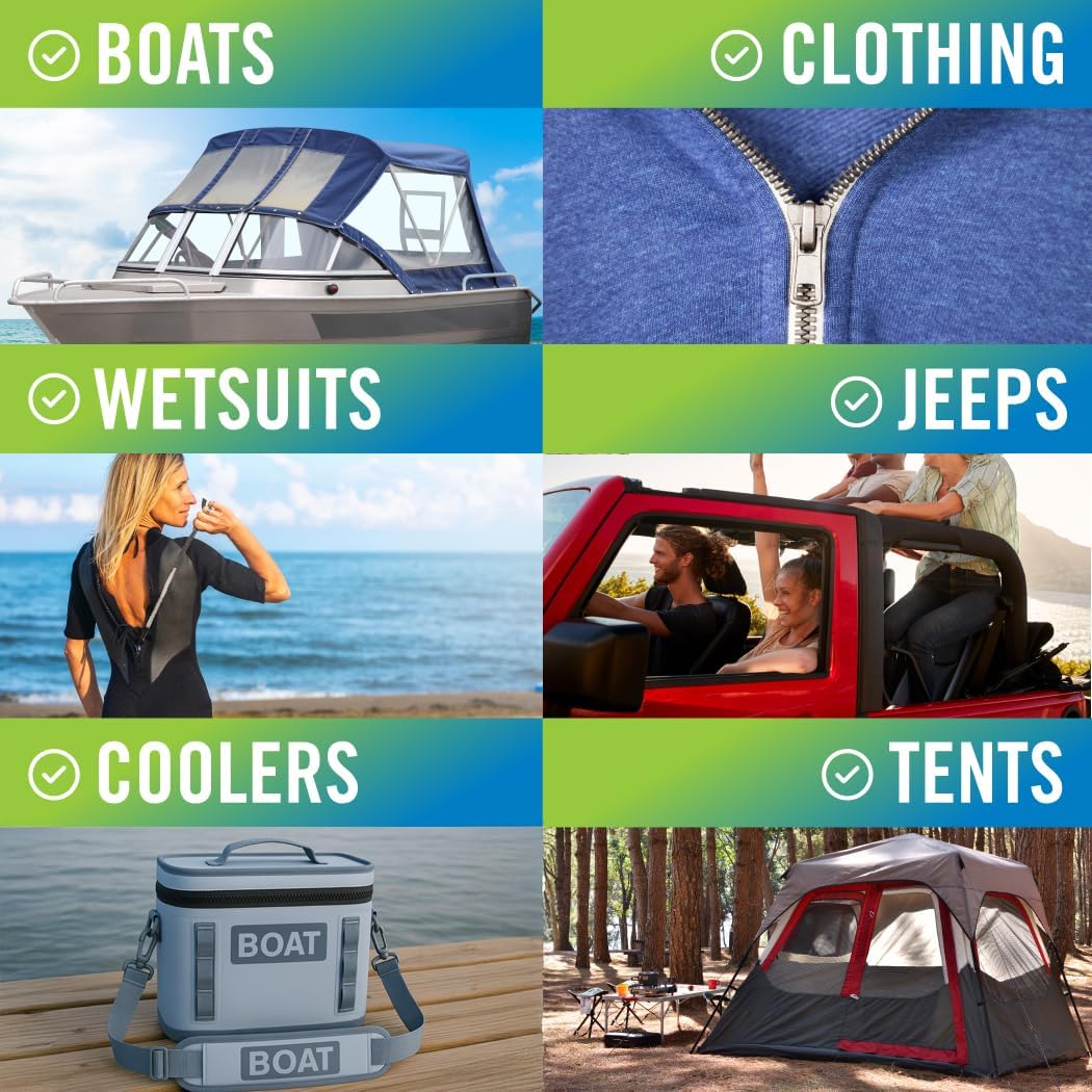 Zipper Wax Zip Lube - Marine Grade Zipper Lubricant Stick and Tool for Boat Canvas, Bimini Snaps, Metal Zippers, Jackets