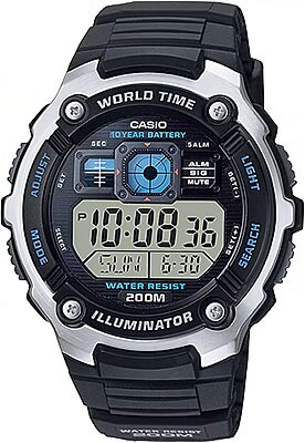 Casio AE-2000W-1AVCF Men's AE2000W-1AV Silver-Tone and Black Multi-Functional Digital Sport Watch