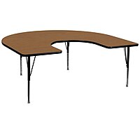 Flash Furniture Wren 60''W x 66''L Horseshoe Oak Thermal Laminate Activity Table - Height Adjustable Short Legs