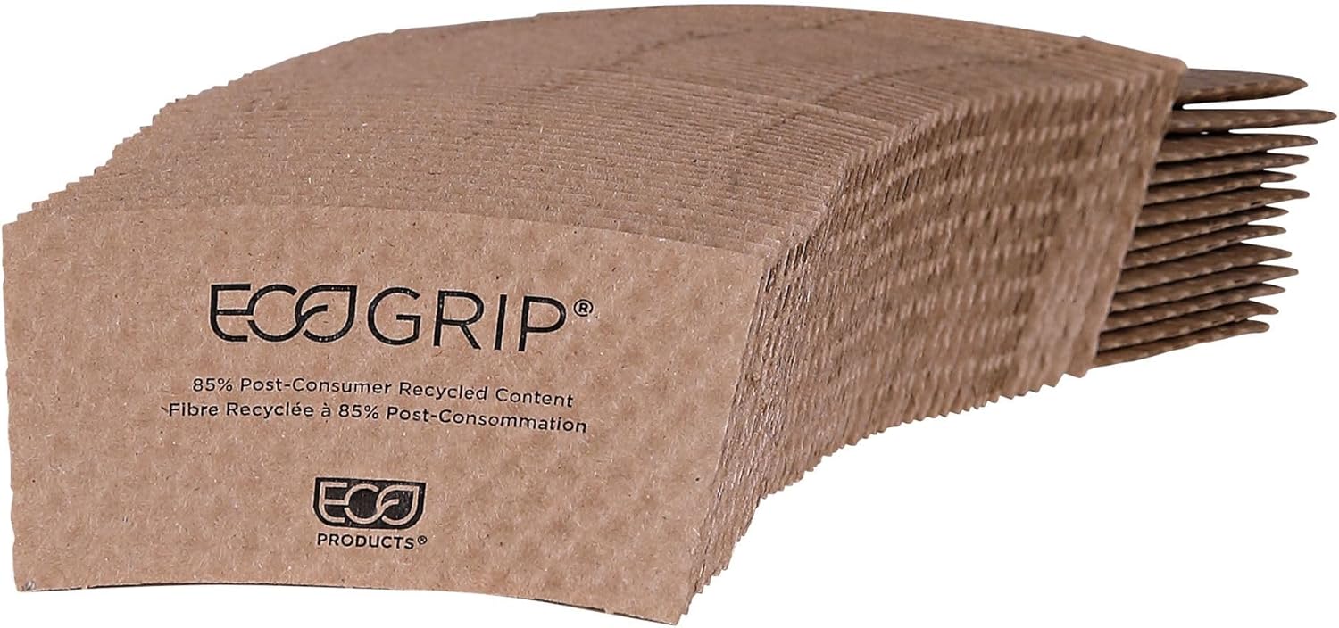 ECO PRODUCTS Recycled Coffee Cup Sleeves, Case Of 1300, Fits 10-20oz Hot Cups, Compostable