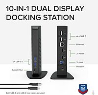Plugable USB 3.0 and USB-C Universal Laptop Docking Station with 2 HDMI Ports for Windows, Mac (Driver Required)