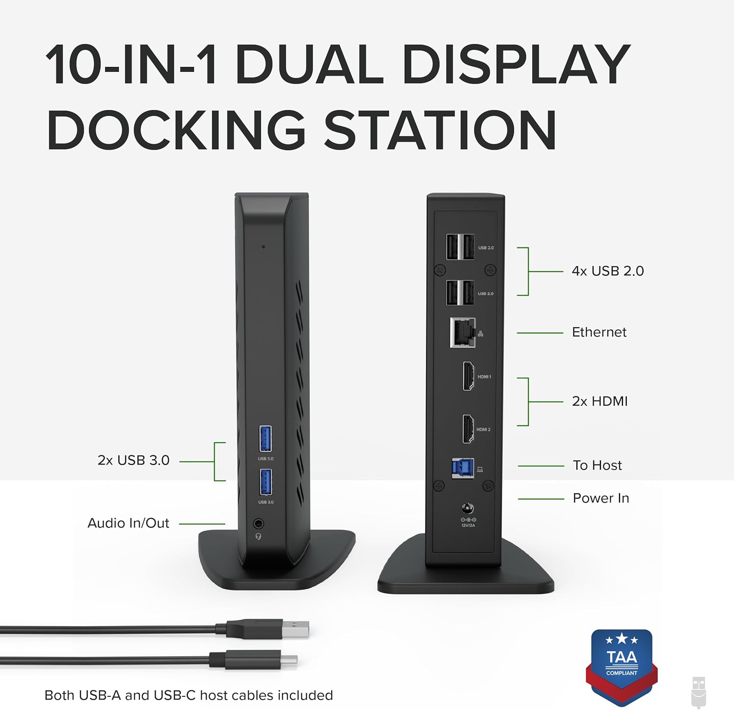 Plugable USB 3.0 and USB-C Universal Laptop Docking Station with 2 HDMI Ports for Windows, Mac (Driver Required)