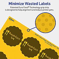 Avery Printable Round Scalloped Labels, Sure Feed Technology, 2.5" Diameter, Bright Yellow Labels, Print-to-The-Edge