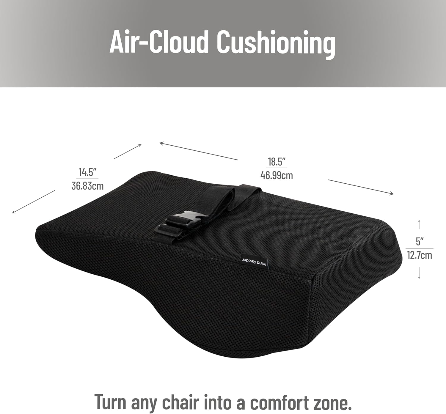 MIND READER Air-Cloud Lumbar Cushion, Memory Foam Back Support