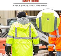 Ergodyne Standard Class 3 Hi-vis Rain Jacket Black Bottom Large