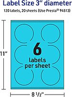 AVERY Printable Round Labels - Sure Feed Technology, Bright Blue, 3" Diameter