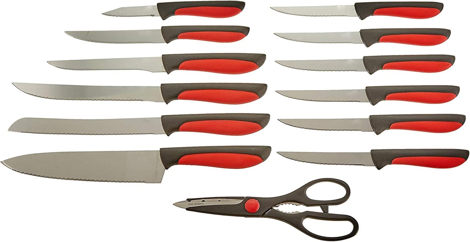 MegaChef 14-Piece Cutlery Set, Red