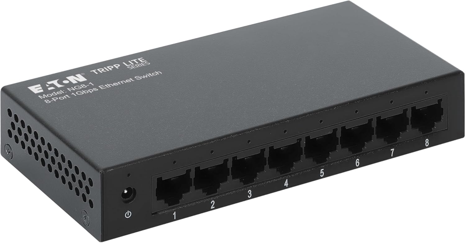 TRIPP LITE 8-Port Desktop Unmanaged Ethernet Network Switch, Metal Enclosure, Plug-and-Play, Wall Mount, 3-Year Warranty