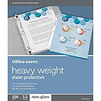 Office Depot Heavyweight Non-Glare Sheet Protectors, 8 1/2in. x 11in., Clear, Pack Of 100, 97124