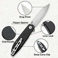 SENCUT Bocll II Pocket Folding Knife - D2 Drop Point, G10 Handle