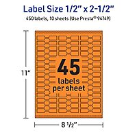 Avery Printable Barbell Labels, Sure Feed Technology, 1/2" x 2-1/2", Bright Orange Labels, Laser/Inkjet Printable, 450 Total