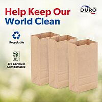 Duro 2# Brown Paper Lunch Bags 500 Count, Bulk Disposable Brown Paper Bags, Small SOS Paperbags for Candy, Snacks & Treats - 4.31 x 2.43 x 7.87 Inches