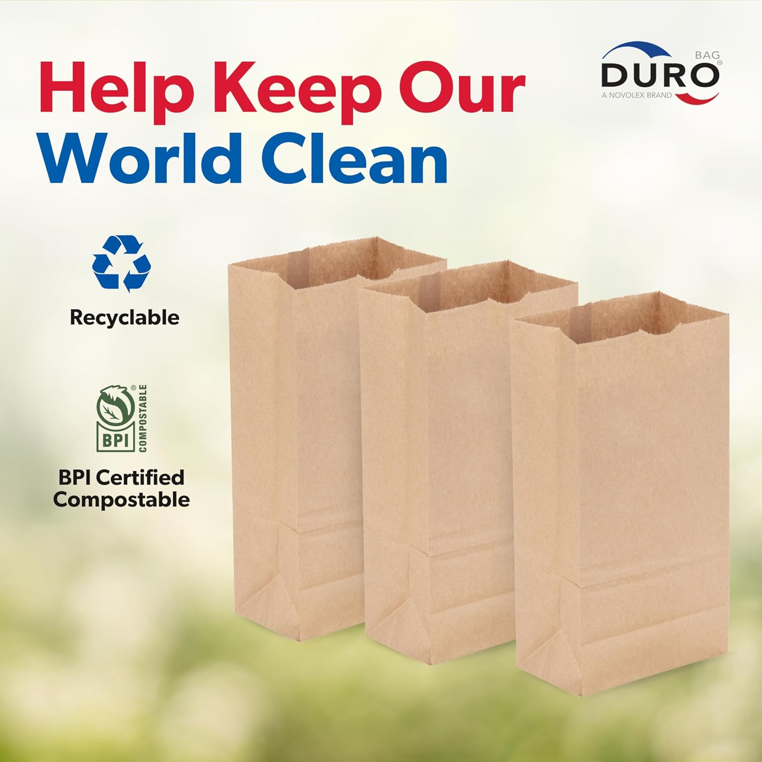 Duro 2# Brown Paper Lunch Bags 500 Count, Bulk Disposable Brown Paper Bags, Small SOS Paperbags for Candy