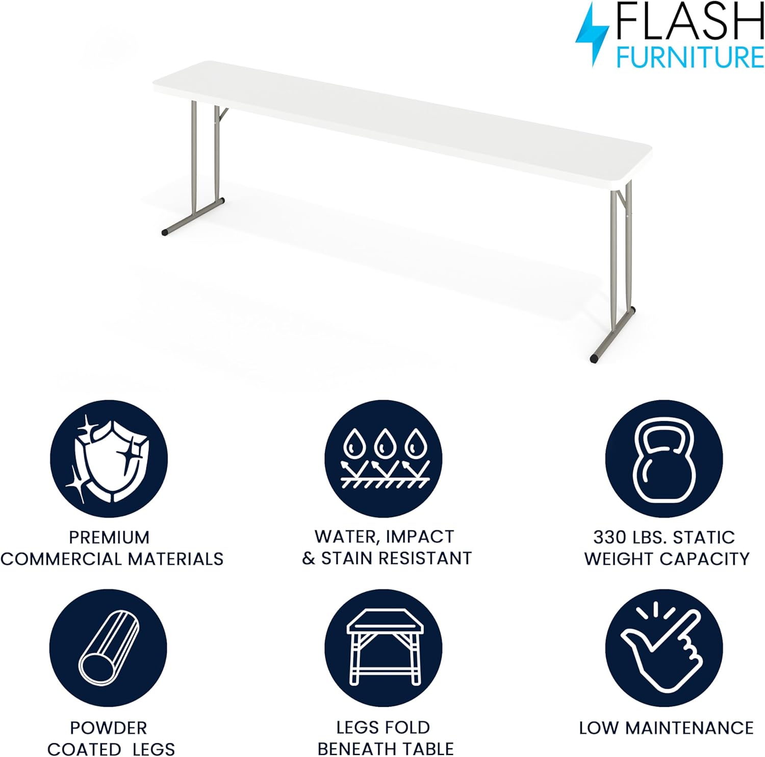 FLASH FURNITURE Plastic Folding Training and Event Table, Rectangular