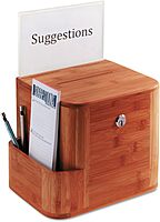 Safco 4237CY Bamboo Suggestion Box, 14 x 10 x 8 inches, Cherry