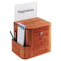 Safco 4237CY Bamboo Suggestion Box, 14 x 10 x 8 inches, Cherry