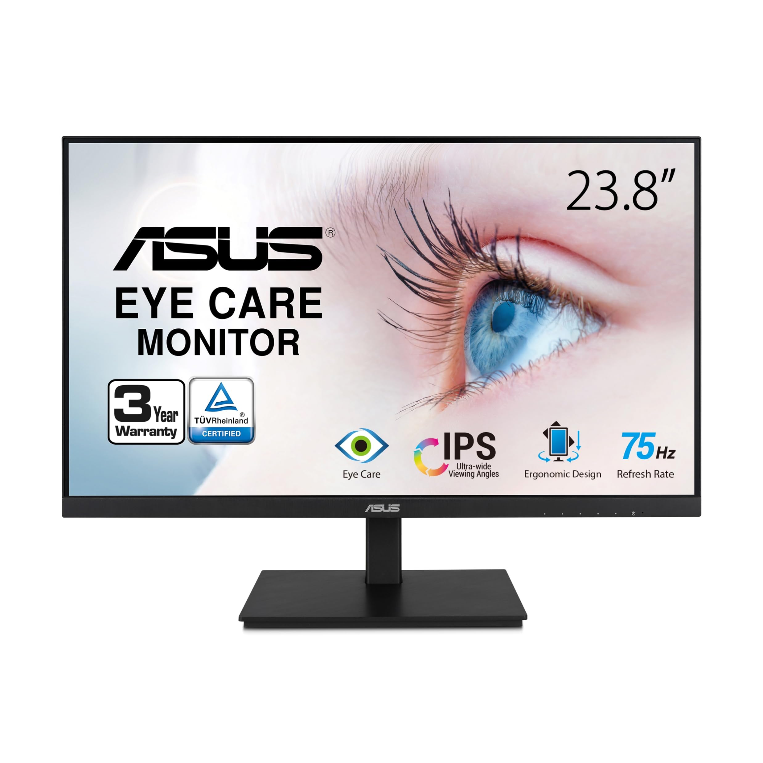ASUS 23.8”1080P Monitor(VA24DQSB)-Full HD,IPS,75Hz,Speakers Adaptive-Sync Low Blue Light Flicker Free VESA Mountable
