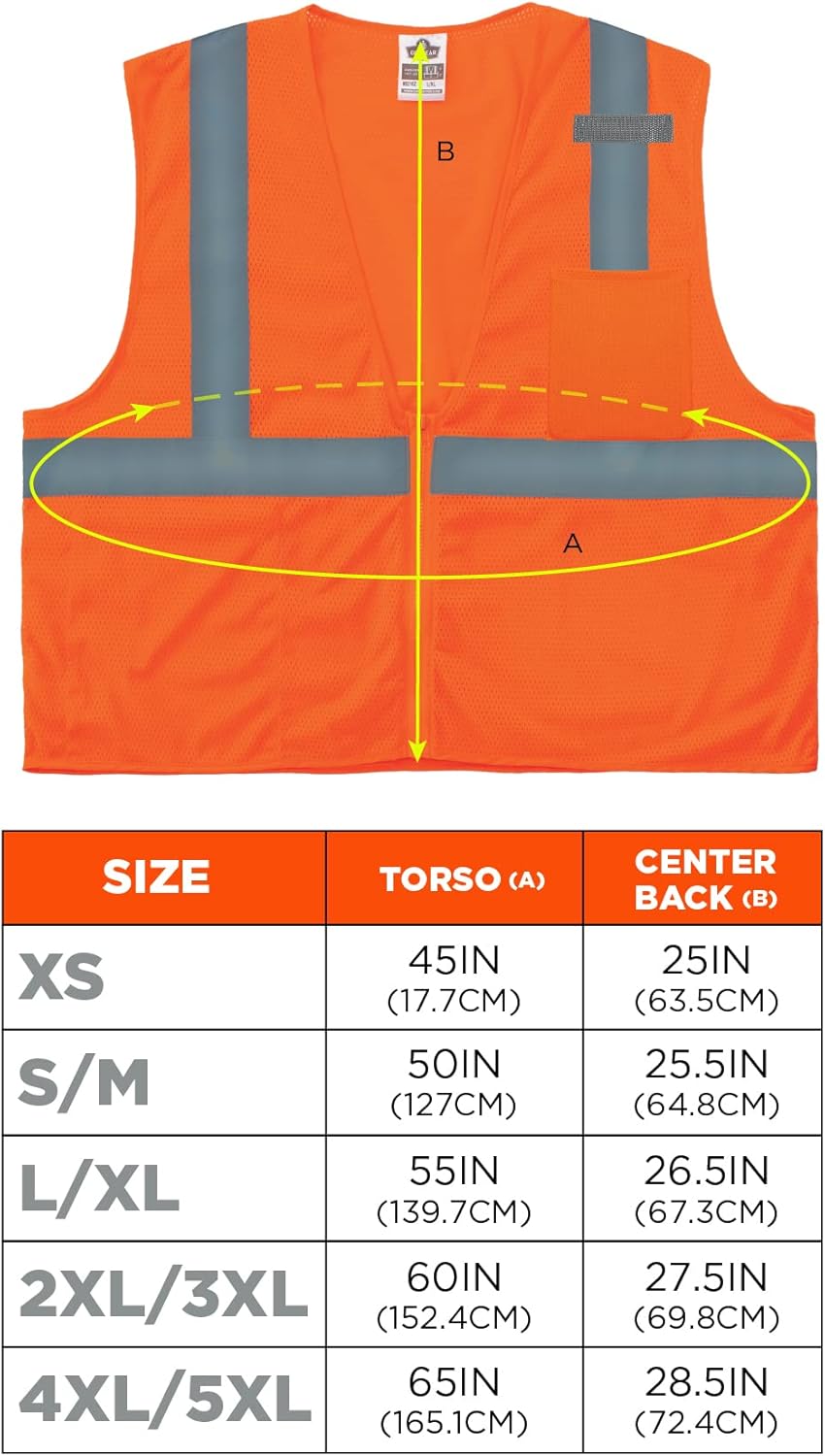 Ergodyne GloWear 8210Z ANSI Economy High-Visibility Reflective Safety Vest (Zipper Closure)