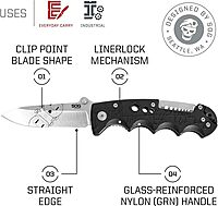 SOG Kilowatt- Electricians Pocket Knife with Wire Stripping Multi-Tool and 3.4 Inch AUS-8 Blade, UTP 10-22G Wire Stripper Knife (EL01-CP), Black