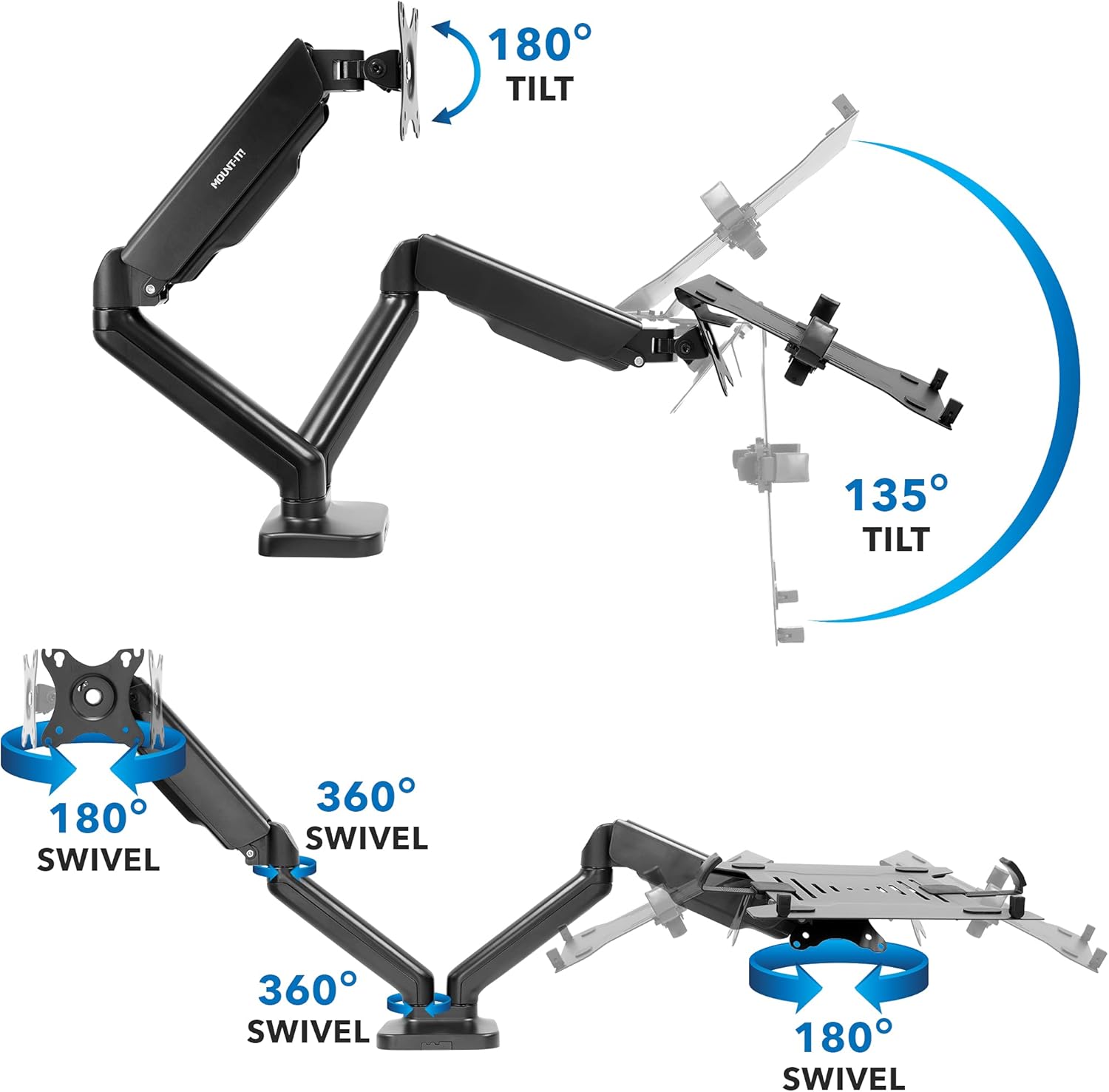 Mount-It! Height Adjustable Laptop and Monitor Desk Mount