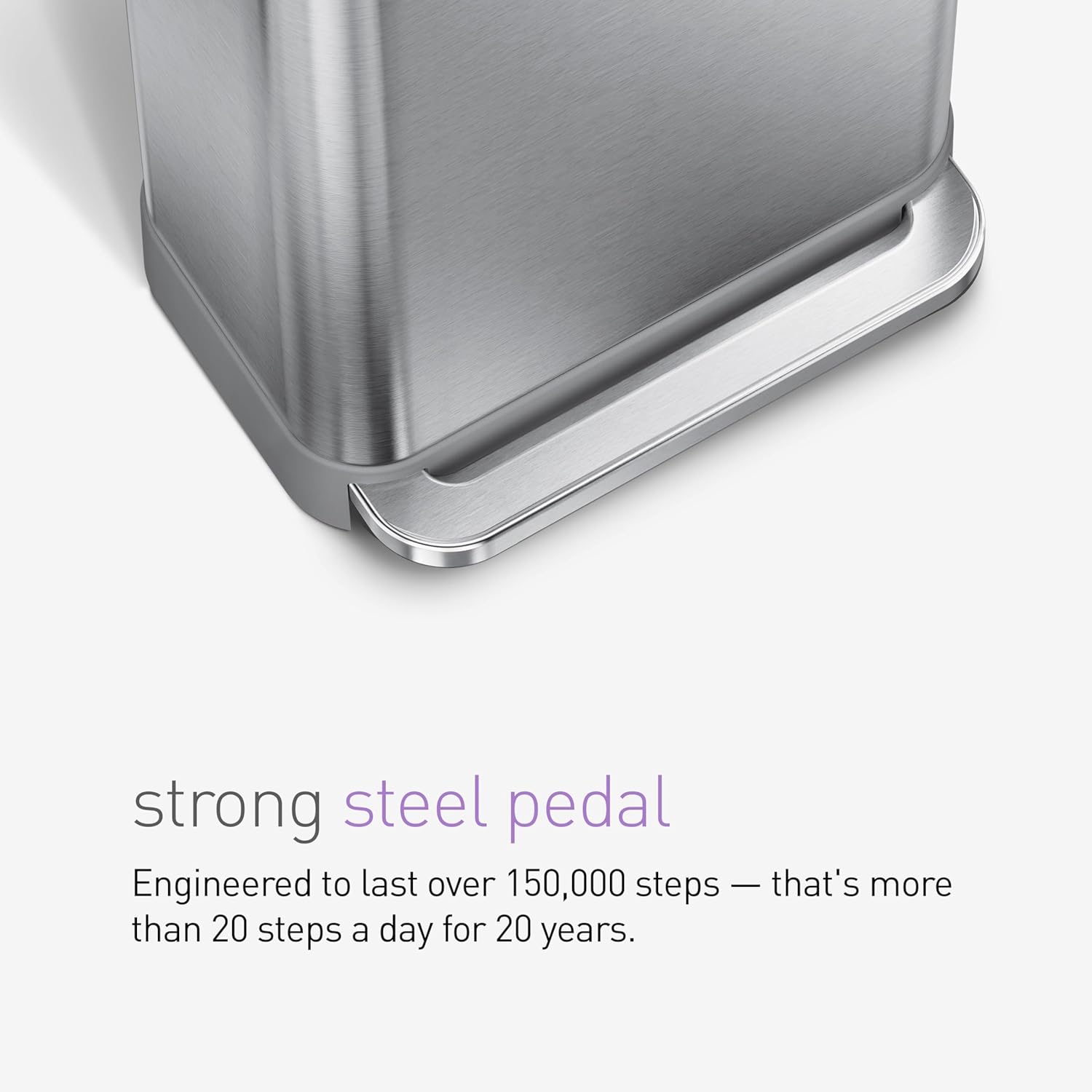 simplehuman 45 Liter / 12 Gallon Liter Rectangular Hands-Free Kitchen Step Trash Can with Soft-Close Lid