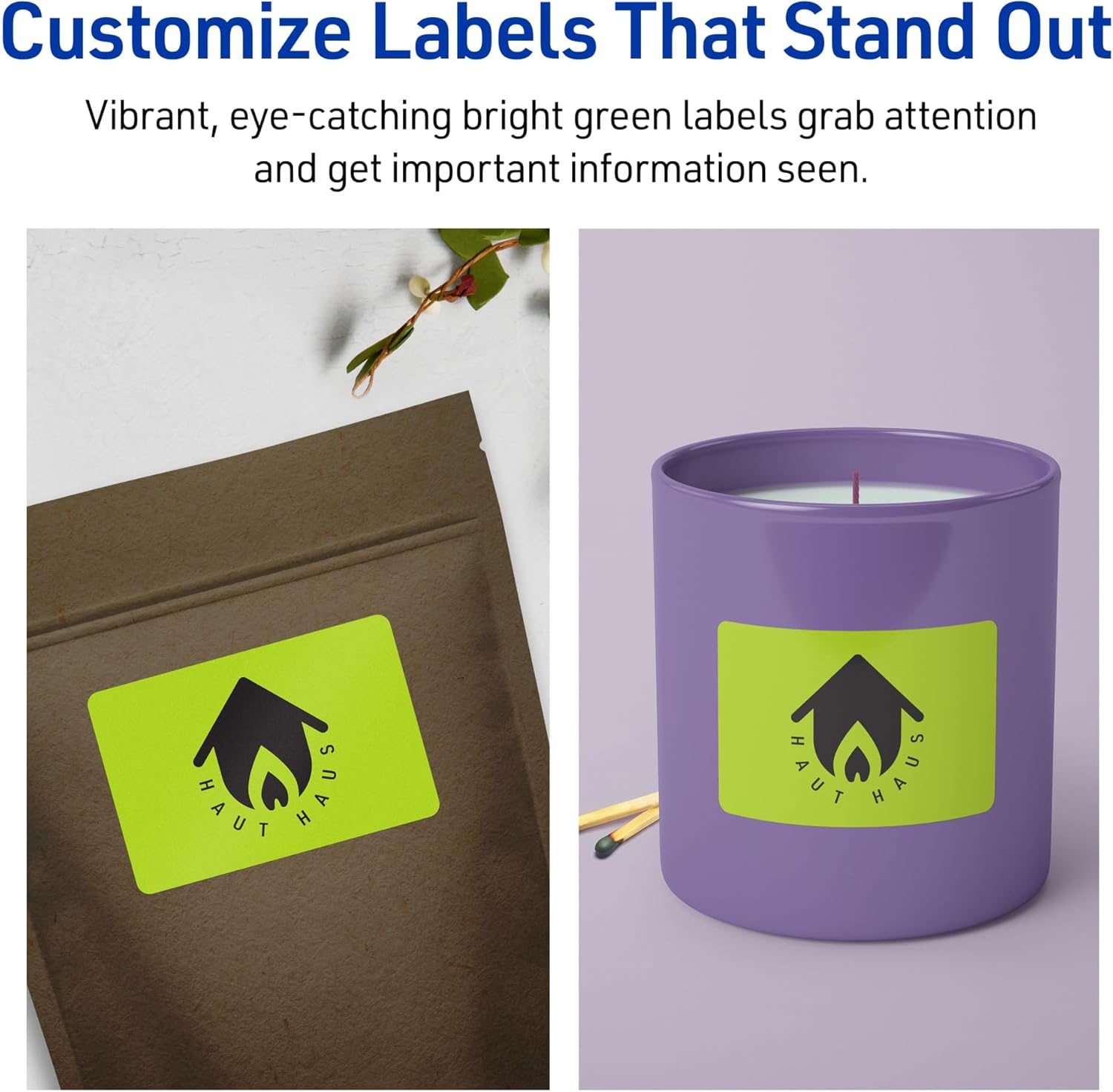 Avery Printable Rectangle Labels, Sure Feed Technology, 2" x 3-1/2", Bright Green Labels, Print-to-The-Edge