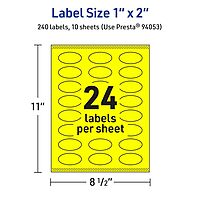 Avery Printable Oval Labels, Sure Feed Technology, 1" x 2", Neon Yellow Labels, Print-to-The-Edge, Laser/Inkjet Printable