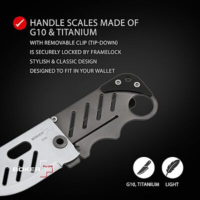 BOKER Plus 01BO010 Credit Card Knife with 2-1/4 in. Straight Edge Blade, Black