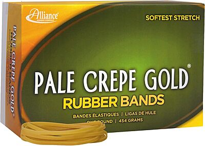 Alliance Rubber 20335 Pale Crepe Gold Rubber Bands Size #33, 1 lb Box Contains Approx. 970 Bands (3 1/2" x 1/8", Golden Crepe) 3 1/2 x 1/8 inches