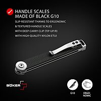 BÖKER PLUS® Kaizen G10 - lightweight EDC pocket knife with black handle - Gentleman Knife D2 steel blade - linerlock folding knife japanese with case