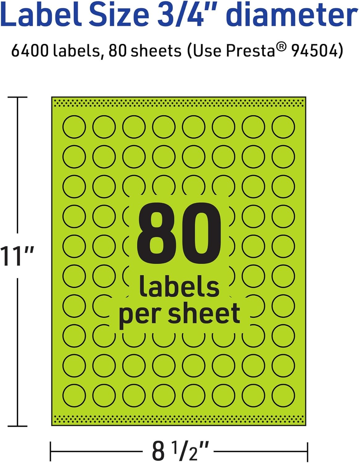 Avery Printable Round Labels, Sure Feed Technology, 3/4 in Diameter, Bright Green, Print-to-the-Edge, Laser/Inkjet