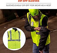 ERGODYNE GloWear 8287 Type R Class 2 High-Visibility Thermal Jacket With Removable Sleeves