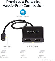 StarTech.com USB-C to Dual HDMI Adapter, USB Type-C Multi-Monitor MST Hub