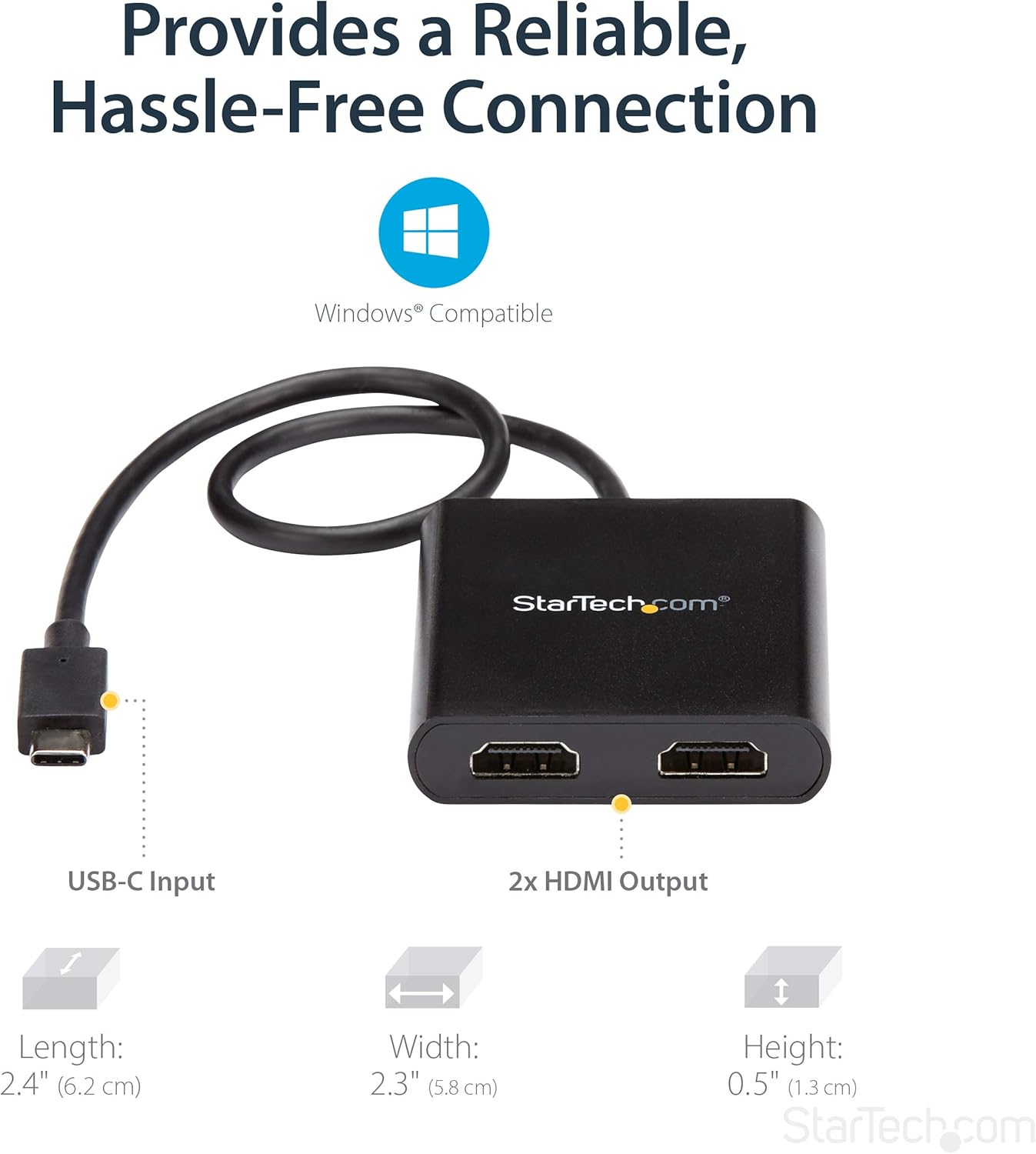 StarTech.com USB-C to Dual HDMI Adapter, USB Type-C Multi-Monitor MST Hub