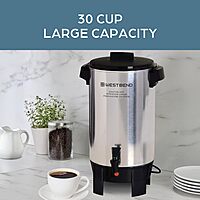 West Bend Coffee Urn Highly-Polished Aluminum Features Automatic Temperature Control with Cup Per Minute Brewing and Easy