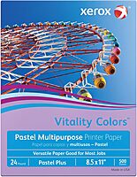 Xerox Vitality Colors Pastel Plus Color Multi-Use Printer & Copy Paper, 1 Ream, Lilac, Letter (8.5in x 11in), 500 Sheets Per Ream, 24 Lb, 30% Recycled