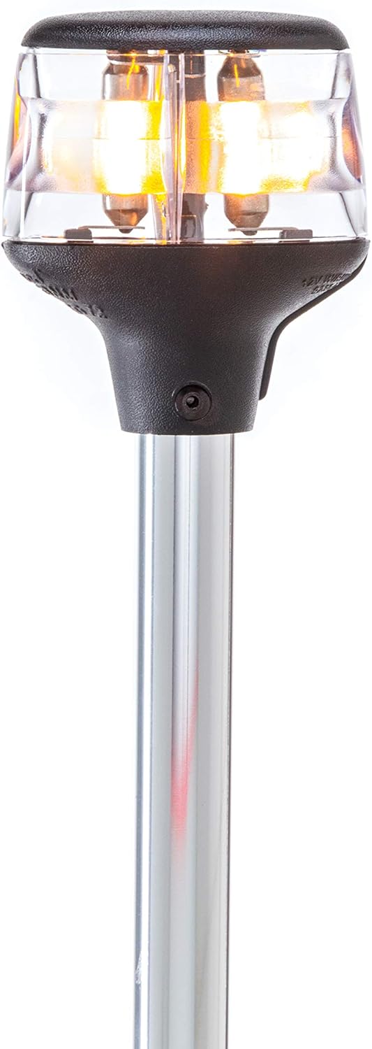 Attwood 7202-P-7 Lightarmor Folding 20-Inch Incandescent 3 Nautical Mile Masthead/Anchor Light, Silver, One Size