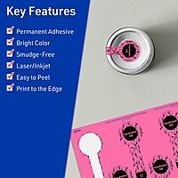 Avery Printable Lollipop Labels, Sure Feed Technology, 1-1/2" x 4", Bright Pink, Print-to-The-Edge, Laser/Inkjet Printable