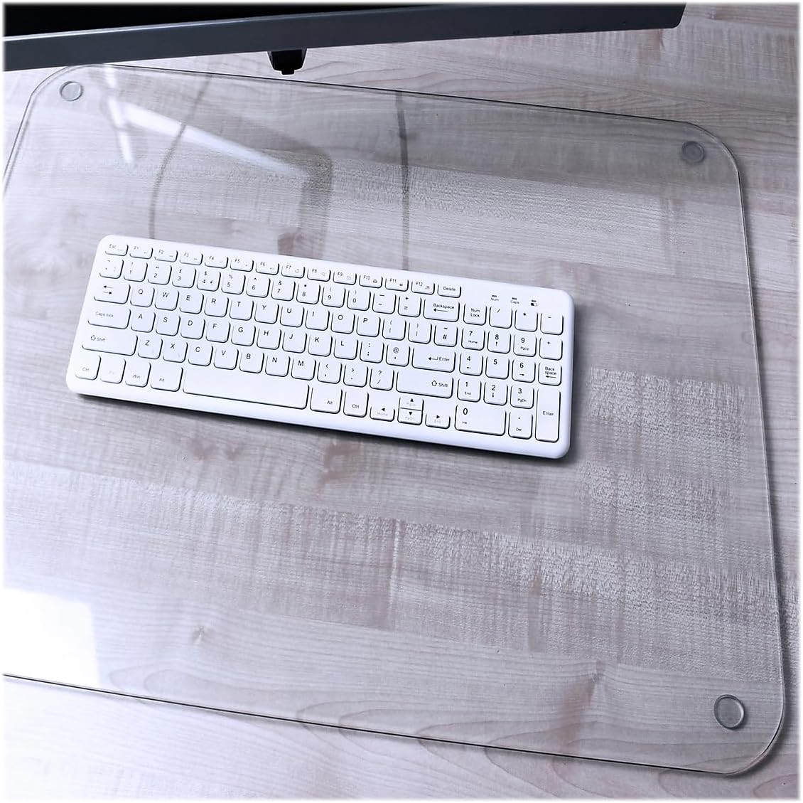 Desktex Glaciermat Anti-Skid Tempered Glass Desk Pad, 19-inch x 24-inch, Clear (FCDE1924G)