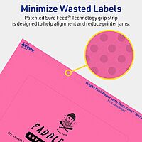 Avery Printable Rectangle Labels, Sure Feed Technology, 4" x 6", Bright Pink, Print-to-the-Edge, Laser/Inkjet Printable