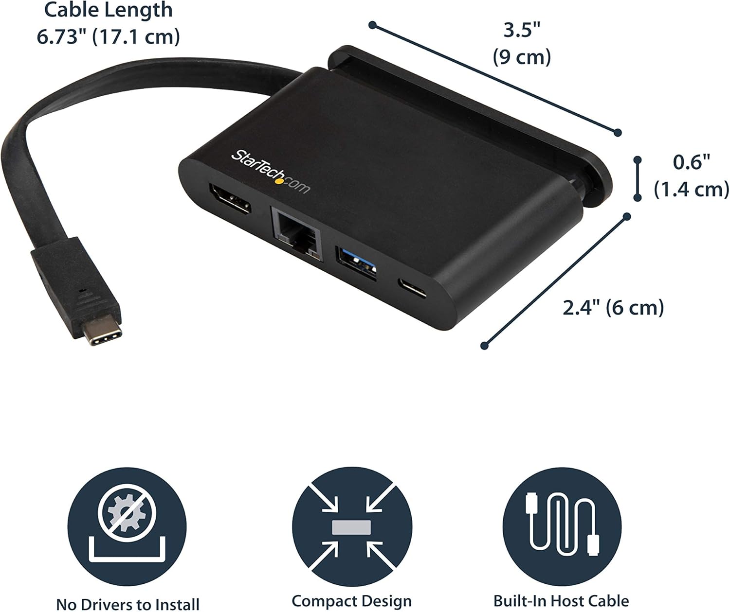 StarTech.com USB-C Multiport Adapter - USB Type-C Mini Dock with HDMI & Gigabit Ethernet