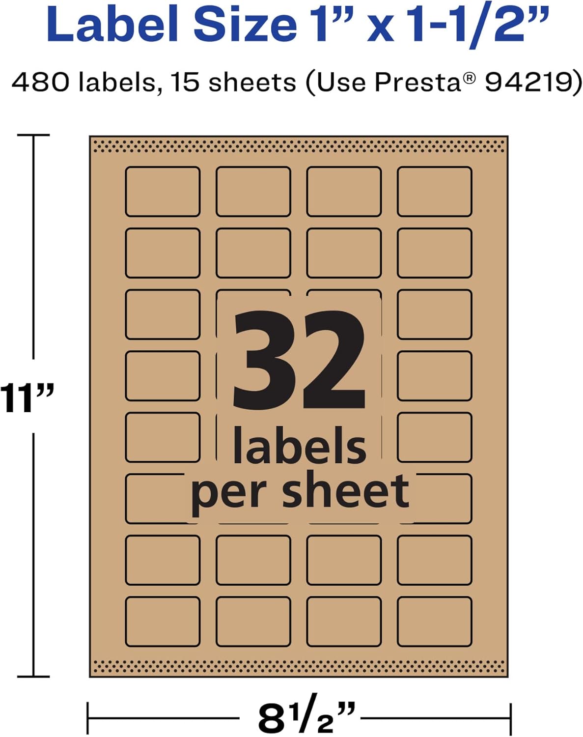 AVERY Kraft Brown Rectangle Labels, Sure Feed Technology, 1" x 1.5"