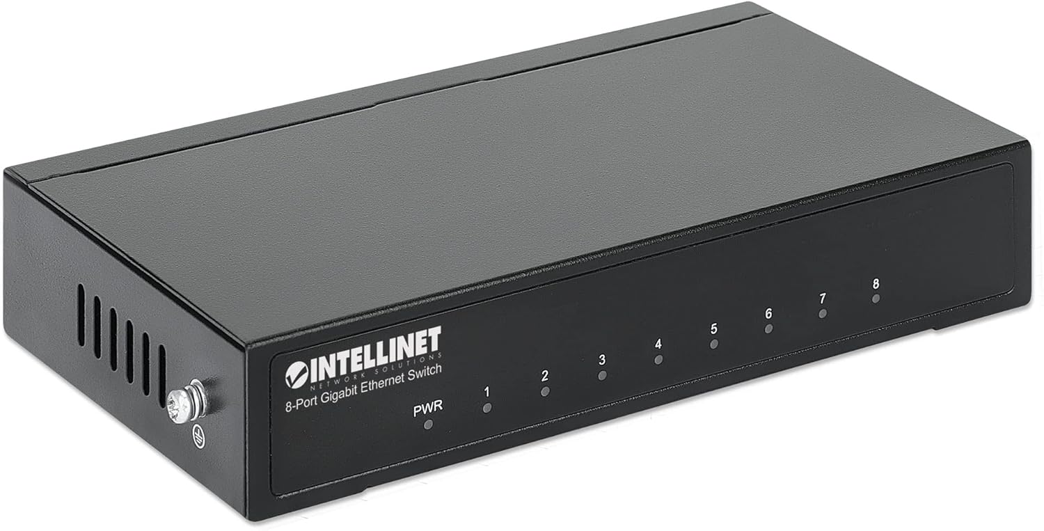 Intellinet 8-Port Gigabit Ethernet Network Switch - Ethernet Splitter - Unmanaged | Plug & Plug | Fanless Metal Housing